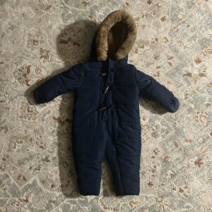 Oshkosh Navy Blue Baby Snowsuit with Faux Fur Hood